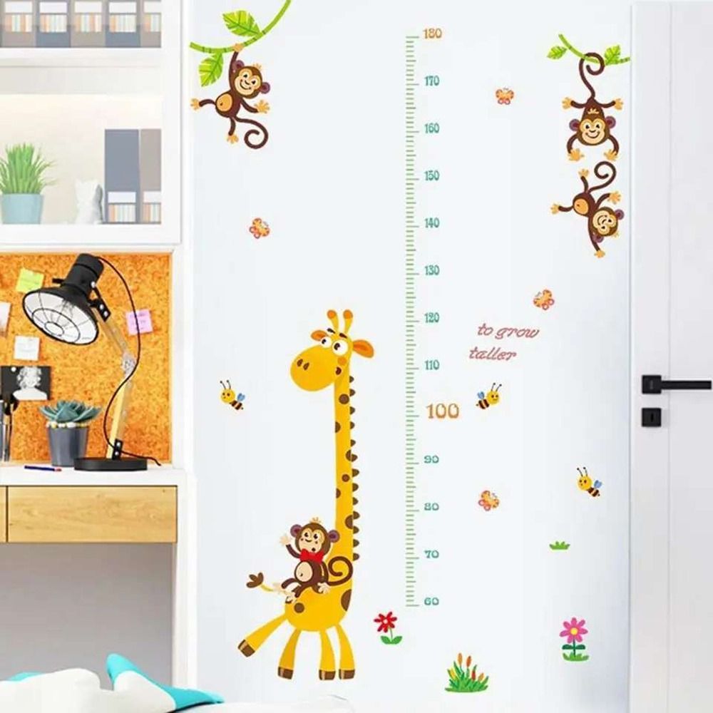Giraffe & Monkey Height Measurement Wall Stickers for Kid's Rooms