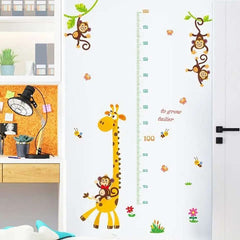 Giraffe & Monkey Height Measurement Wall Stickers for Kid's Rooms