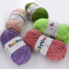 Polyester Crochet Knitting Tape Cloth Strip Yarn for Hand Knitting Cushion