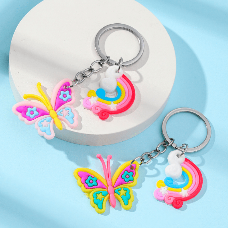 Colorful Butterfly Keychain Pair Bookbags Car Decorative Pendant Keychain