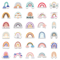 60pcs Cartoon Cloud Stickers Rainbow Vinyl Waterproof Stickers