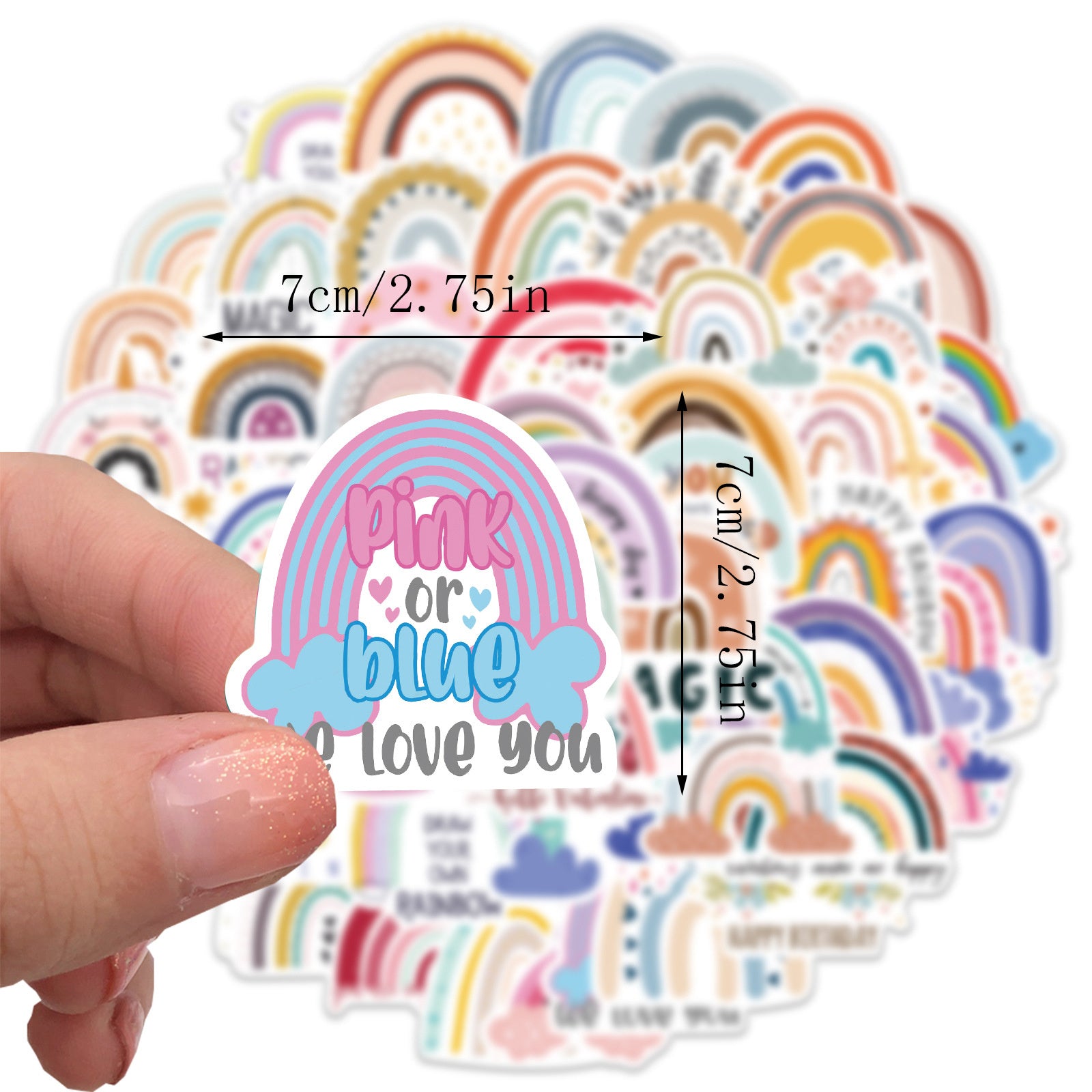 60pcs Cartoon Cloud Stickers Rainbow Vinyl Waterproof Stickers