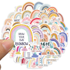 60pcs Cartoon Cloud Stickers Rainbow Vinyl Waterproof Stickers