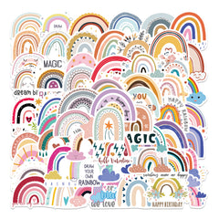 60pcs Cartoon Cloud Stickers Rainbow Vinyl Waterproof Stickers