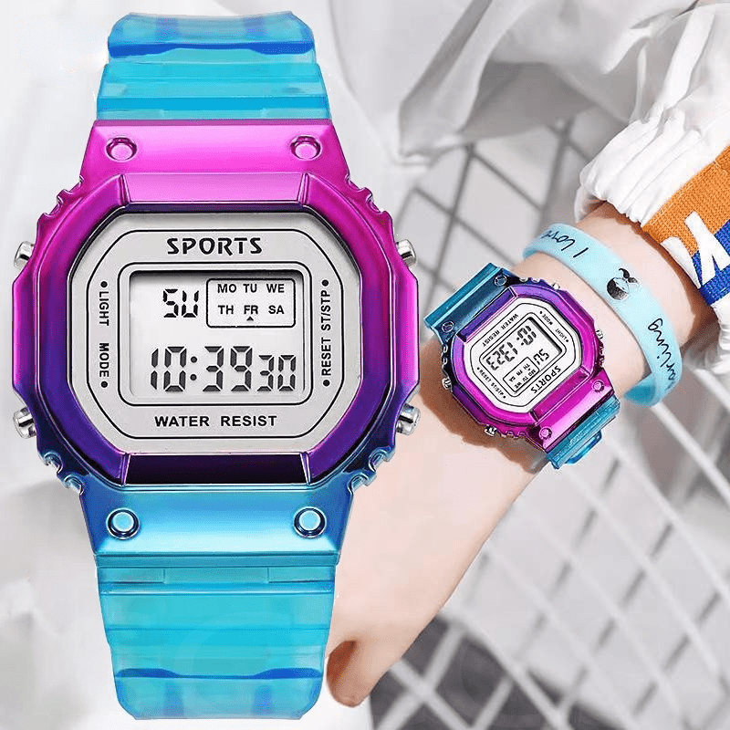 Transparent Square Digital Sports Watch