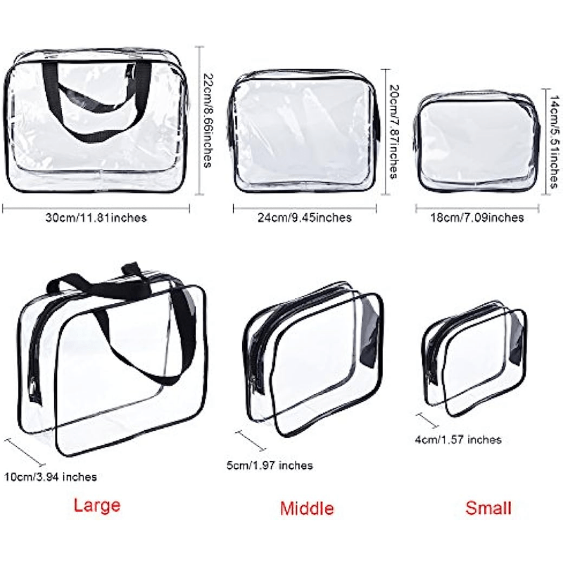 4pcs Transparent Cosmetic Bags Travel Toiletry Bag Waterproof Makeup Bag