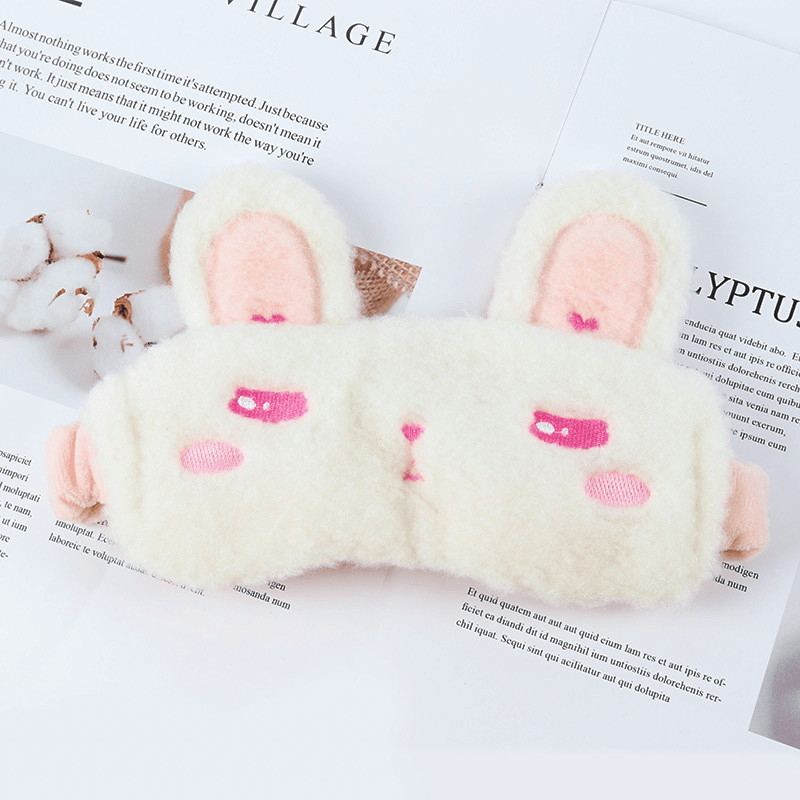 Rabbit Plush Sleep Mask Light Blockout Blindfold for Travel Rest