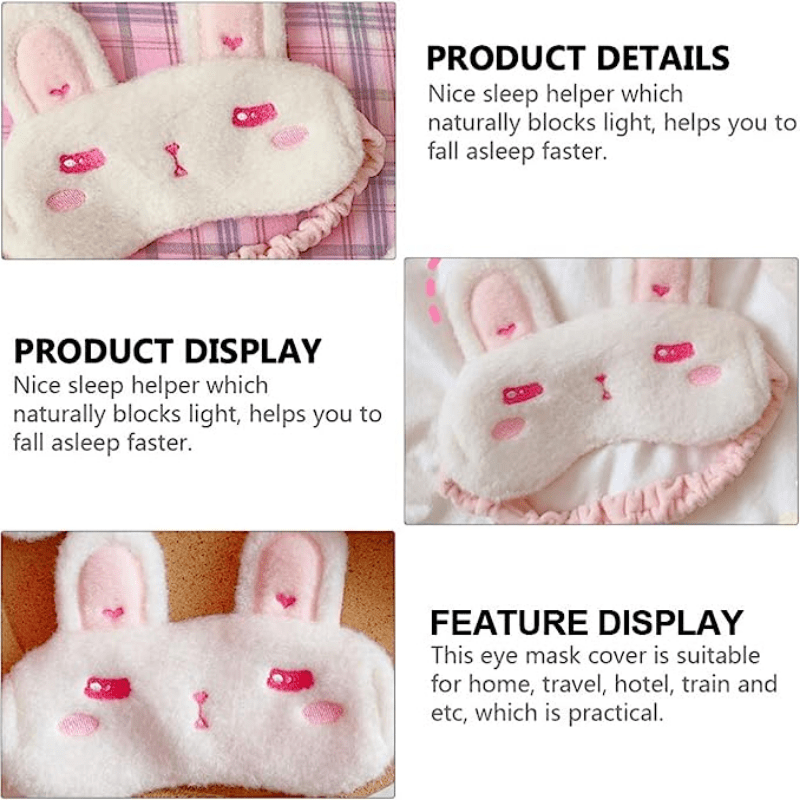 Rabbit Plush Sleep Mask Light Blockout Blindfold for Travel Rest