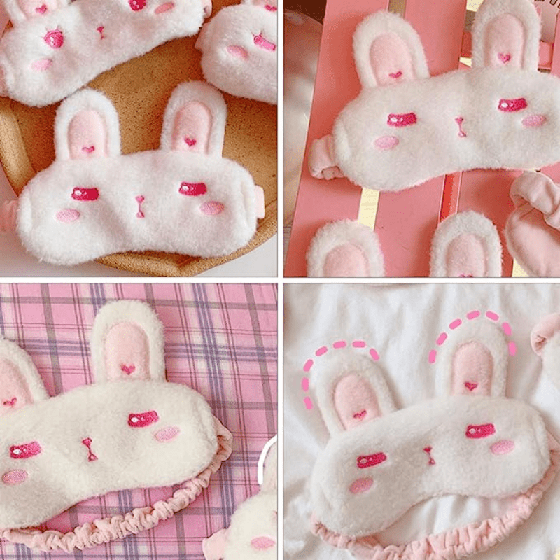 Rabbit Plush Sleep Mask Light Blockout Blindfold for Travel Rest