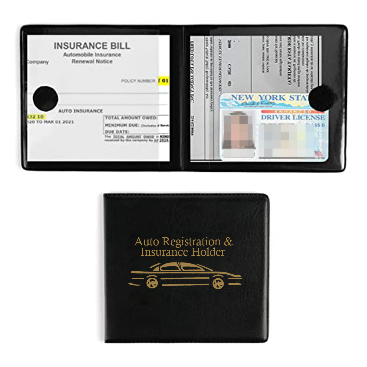 2PCS Car Document Holder & Insurance Card Organizer