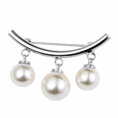 Faux Pearl Neck Tie Pin Buckle Metal Brooch Collar Cardigan Clip
