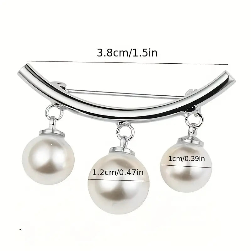 Faux Pearl Neck Tie Pin Buckle Metal Brooch Collar Cardigan Clip