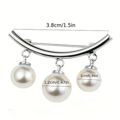 Faux Pearl Neck Tie Pin Buckle Metal Brooch Collar Cardigan Clip