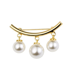 Faux Pearl Neck Tie Pin Buckle Metal Brooch Collar Cardigan Clip