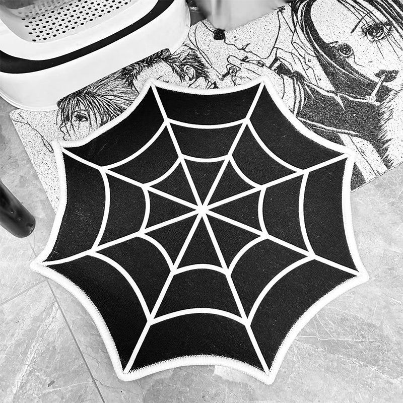 Spooky Halloween Cobweb Rug