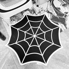 Spooky Halloween Cobweb Rug