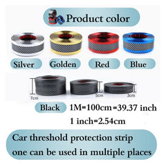 1m Carbon Fiber Rubber Car Door Sill Protector Edge Guard Strip