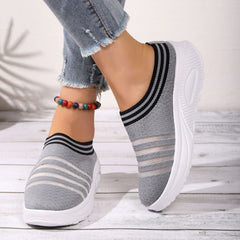 Women's Lightweight Mesh Breathable Woven Shoes Casual Comfortable Thick Bottom