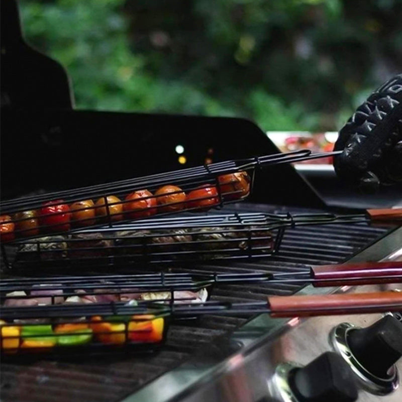 1PC Stainless Steel BBQ Grill Basket Camping Barbecue Grilling Basket