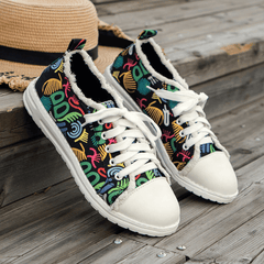 Women's Graffiti Pattern Canvas Shoes Casual Lace Up Outdoor Shoes
