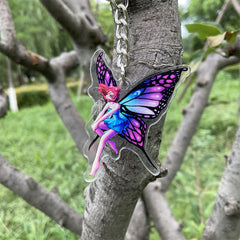 Butterfly Fairy Pattern Keychain Acrylic Backpack Accessory Girls Birthday Gift