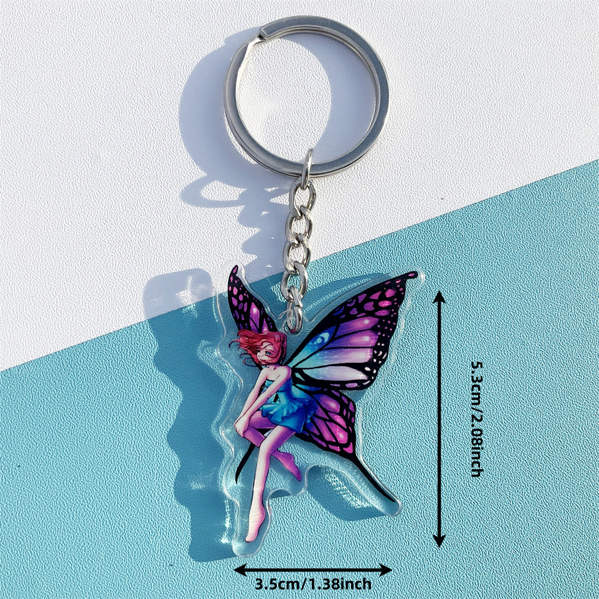 Butterfly Fairy Pattern Keychain Acrylic Backpack Accessory Girls Birthday Gift