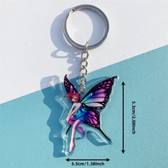 Butterfly Fairy Pattern Keychain Acrylic Backpack Accessory Girls Birthday Gift