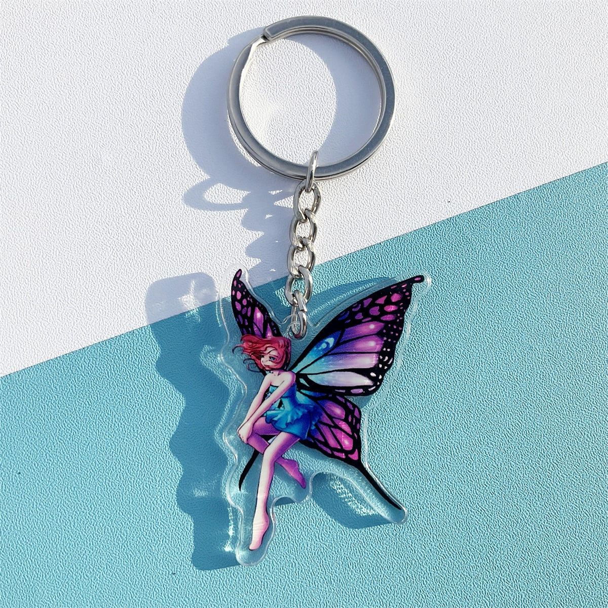 Butterfly Fairy Pattern Keychain Acrylic Backpack Accessory Girls Birthday Gift