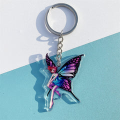 Butterfly Fairy Pattern Keychain Acrylic Backpack Accessory Girls Birthday Gift