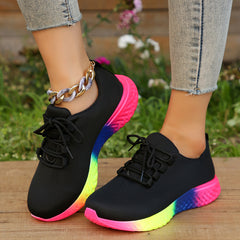 Colorful Soft Thick Sole Shock Absorption Flying Woven Shoes