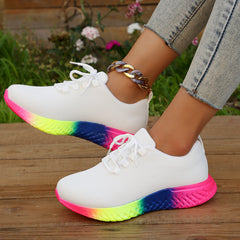 Colorful Soft Thick Sole Shock Absorption Flying Woven Shoes