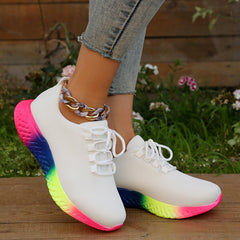 Colorful Soft Thick Sole Shock Absorption Flying Woven Shoes