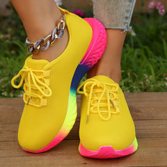 Colorful Soft Thick Sole Shock Absorption Flying Woven Shoes