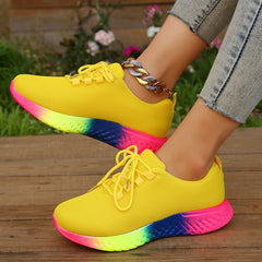Colorful Soft Thick Sole Shock Absorption Flying Woven Shoes