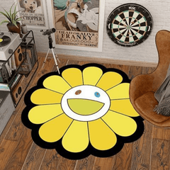 Yellow Sunflower Rug Baby Play Mat Round Crawling Pad Infant Carpet