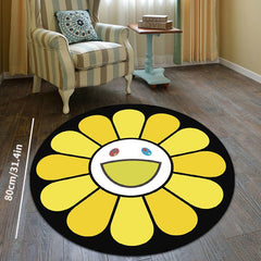 Yellow Sunflower Rug Baby Play Mat Round Crawling Pad Infant Carpet