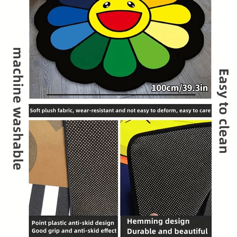 Colorful Sunflower Round Baby Play Mat for Crawling Infants