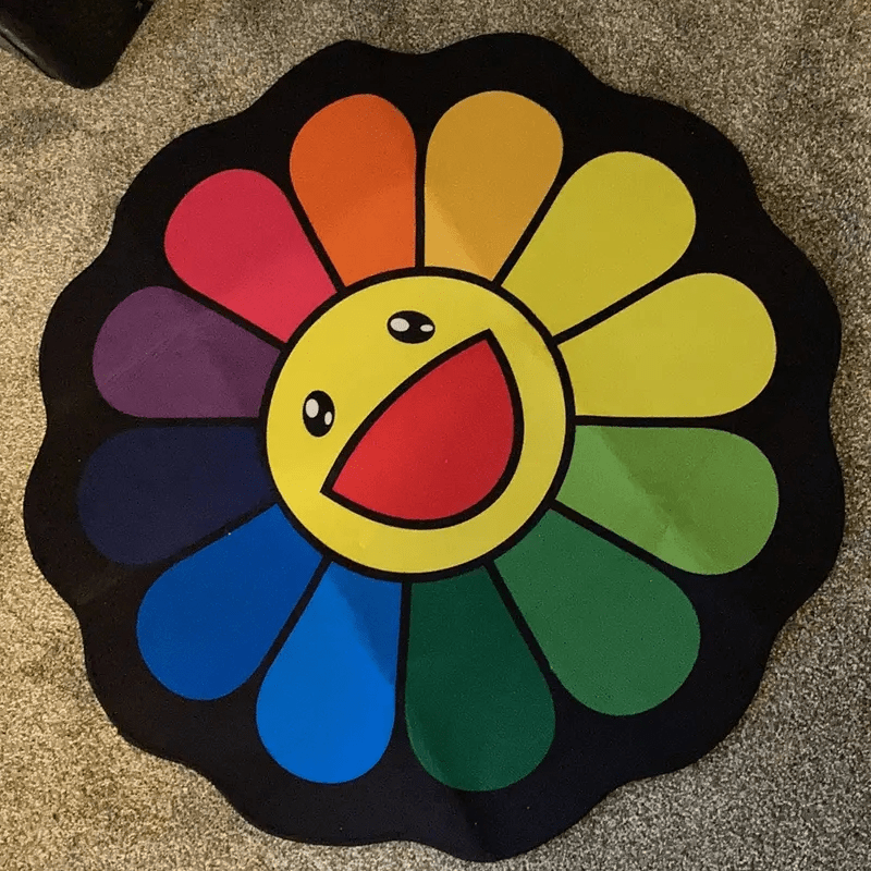 Colorful Sunflower Rug Baby Play Mat Round Crawling Pad