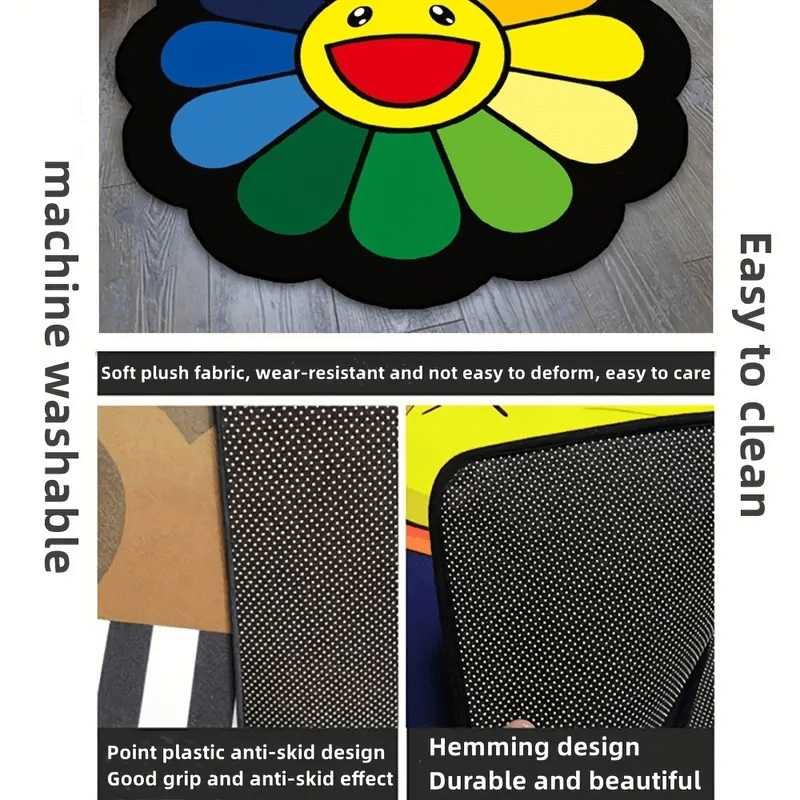 Colorful Sunflower Rug Baby Play Mat Round Crawling Pad