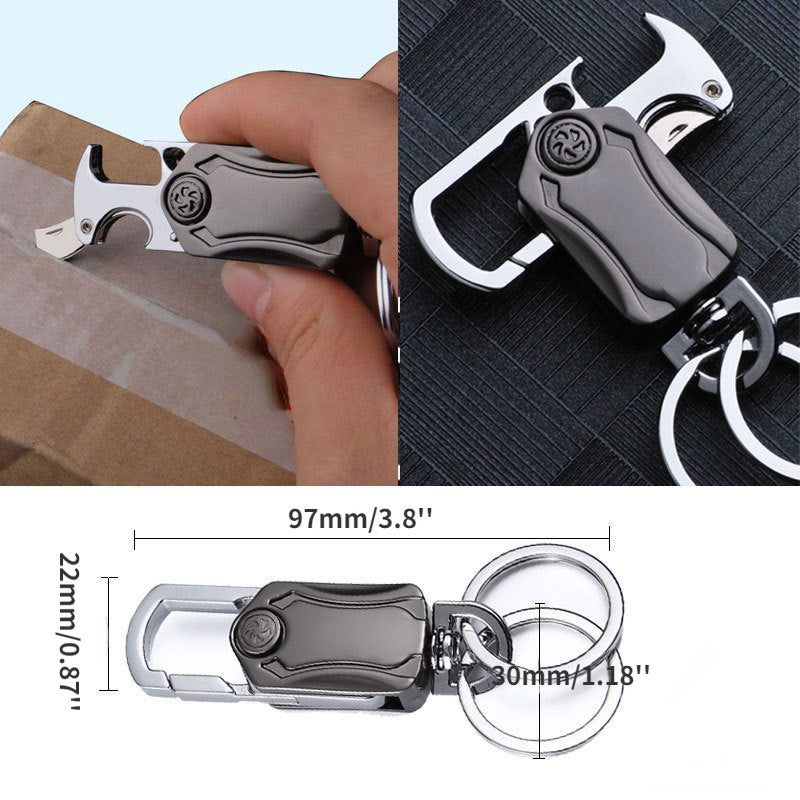 4 in 1 Multifunctional Car Keychain Motorcycle Keychain Rotatable Keyring