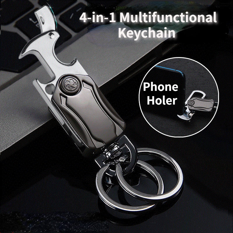 4 in 1 Multifunctional Car Keychain Motorcycle Keychain Rotatable Keyring