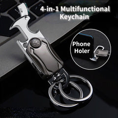4 in 1 Multifunctional Car Keychain Motorcycle Keychain Rotatable Keyring