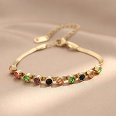 Girl's Vintage Titanium Steel Rhinestone Bracelet