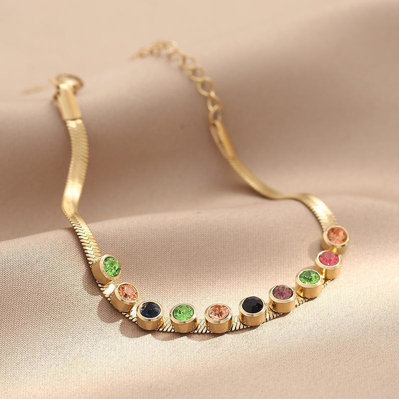 Girl's Vintage Titanium Steel Rhinestone Bracelet