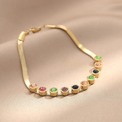 Girl's Vintage Titanium Steel Rhinestone Bracelet