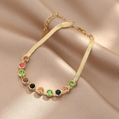 Girl's Vintage Titanium Steel Rhinestone Bracelet