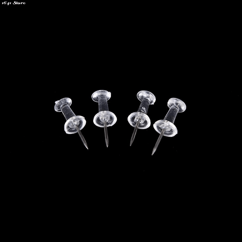 50pcs Clear Transparent Plastic Tacks Push Pins for Office School Supplies
