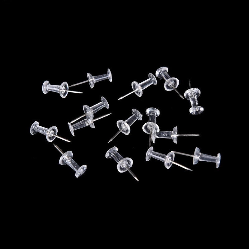 50pcs Clear Transparent Plastic Tacks Push Pins for Office School Supplies
