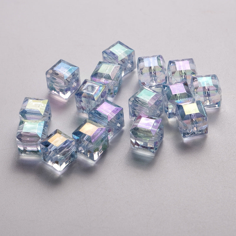 50Pcs 8mm Crystal Cube Spacer Beads High Colorful Prismatic Square Beads