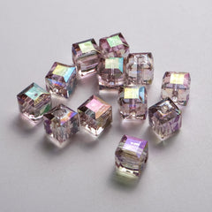 50Pcs 8mm Crystal Cube Spacer Beads High Colorful Prismatic Square Beads